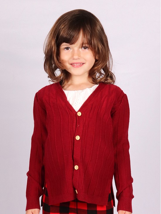 Kids Solid Colour Button Sweater